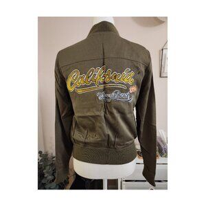 California Laguna Beach Olive Green Bomber Varsity Zipper Jacket